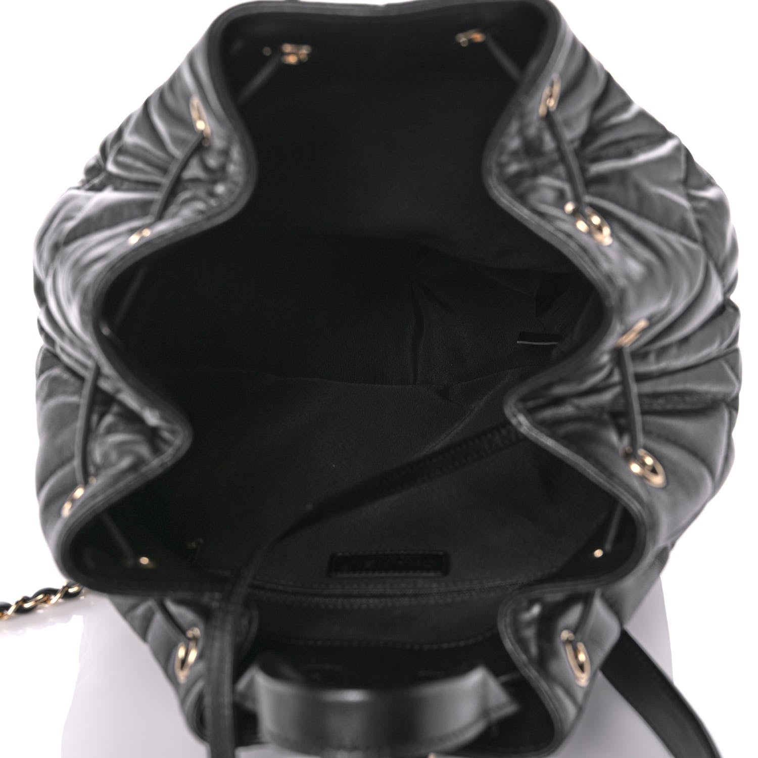 Chanel Lambskin Quilted Drawstring Backpack Black 6 of 11