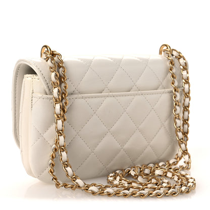 Chanel Shiny Lambskin Flap Clutch With Chain White 3 of 13