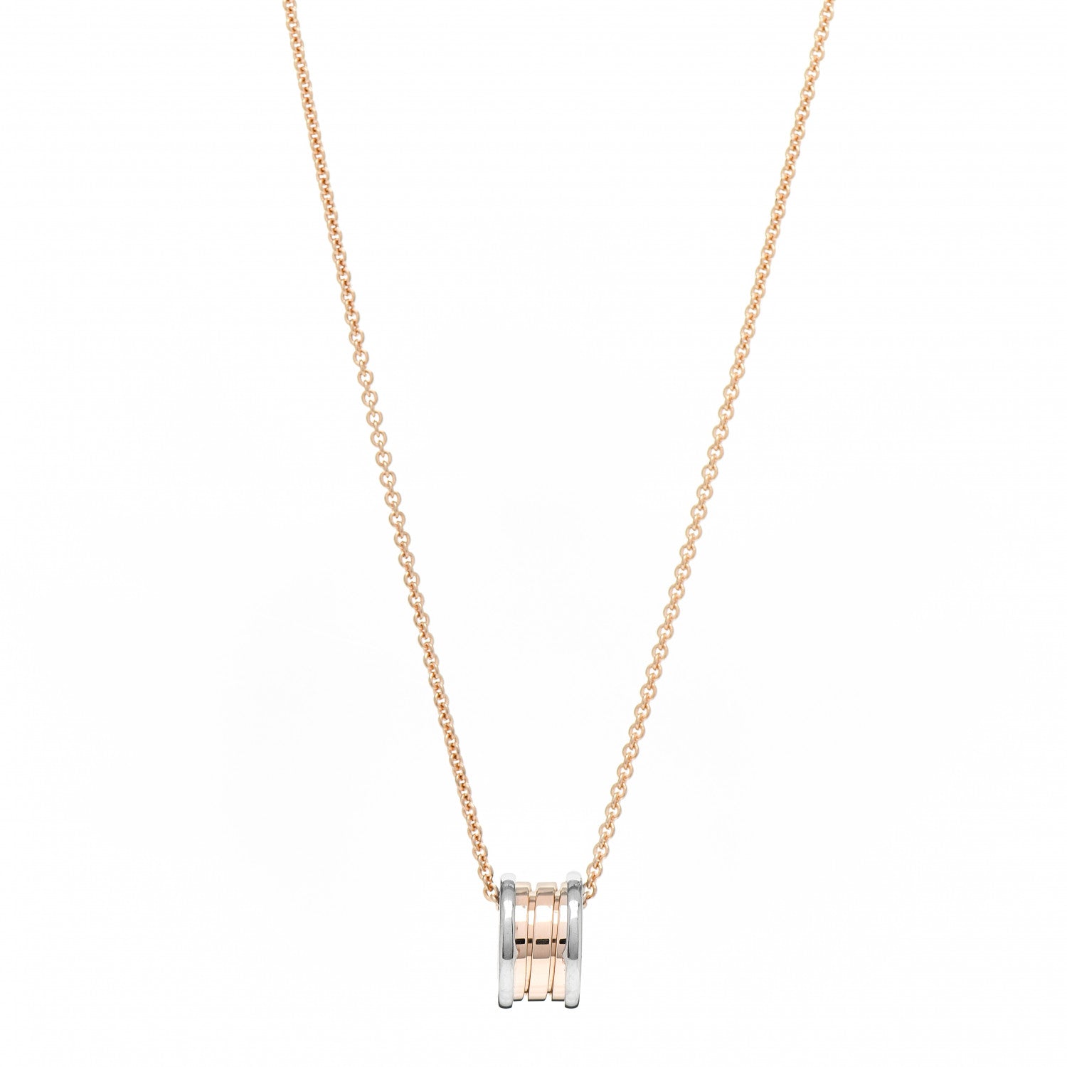 Bulgari 18K Rose White Gold B.Zero1 Pendant Necklace 1 of 4