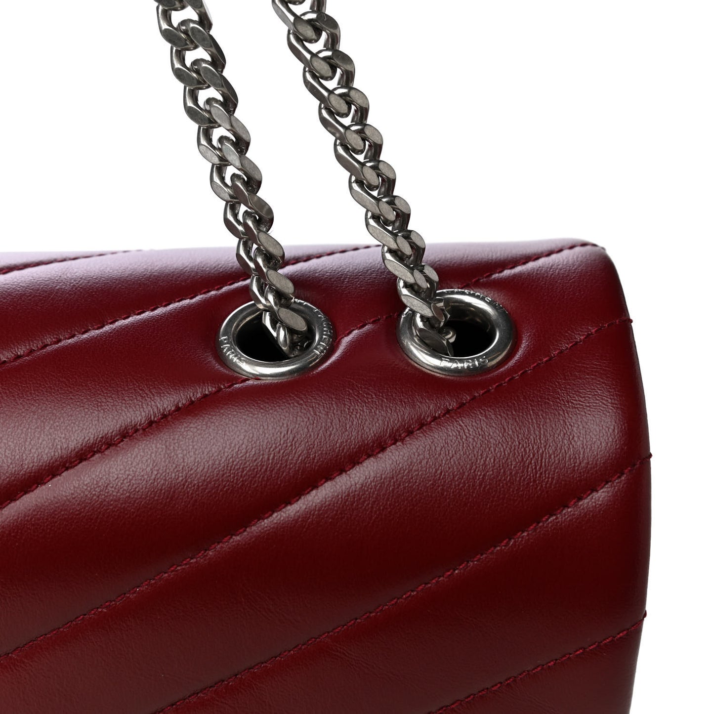 Calfskin Y Quilted Monogram Medium Loulou Chain Satchel Rouge Legion