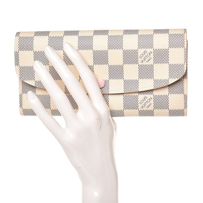 Louis Vuitton Damier Azur Emilie Wallet Rose Ballerine 2 of 7