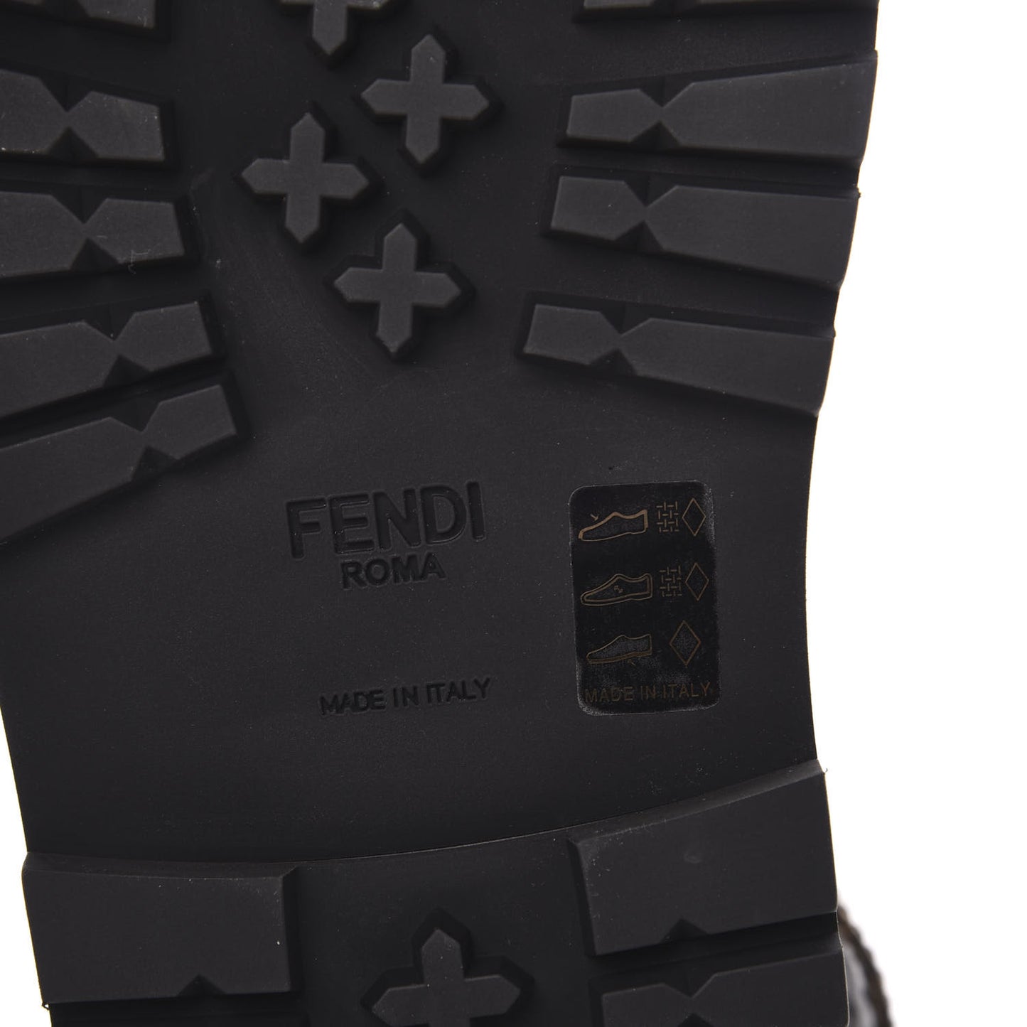 Vernice High-Tech Glazed Fabric FF Lug Sole Platform Sandals 37 Black Tobacco Moro