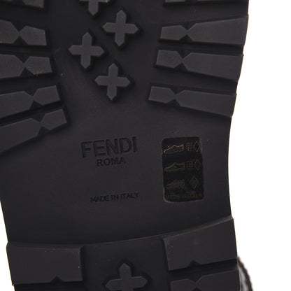Fendi Vernice High-Tech Glazed Fabric FF Lug Sole Platform Sandals 37 Black Tobacco Moro 6 of 8