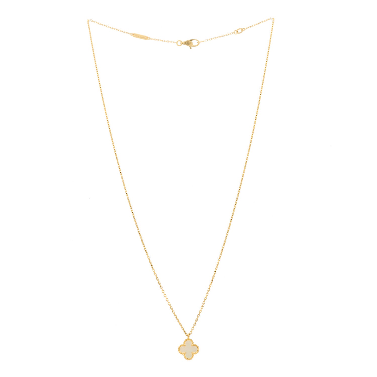 Van Cleef & Arpels 18K Yellow Gold Mother of Pearl Sweet Alhambra Pendant Necklace 3 of 6