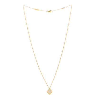 Van Cleef & Arpels 18K Yellow Gold Mother of Pearl Sweet Alhambra Pendant Necklace 3 of 6