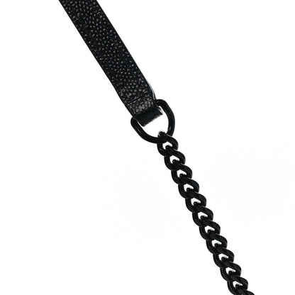 Saint Laurent Grain De Poudre Matelasse Chevron Monogram Monochrome Envelope Chain Wallet Black 10 of 11