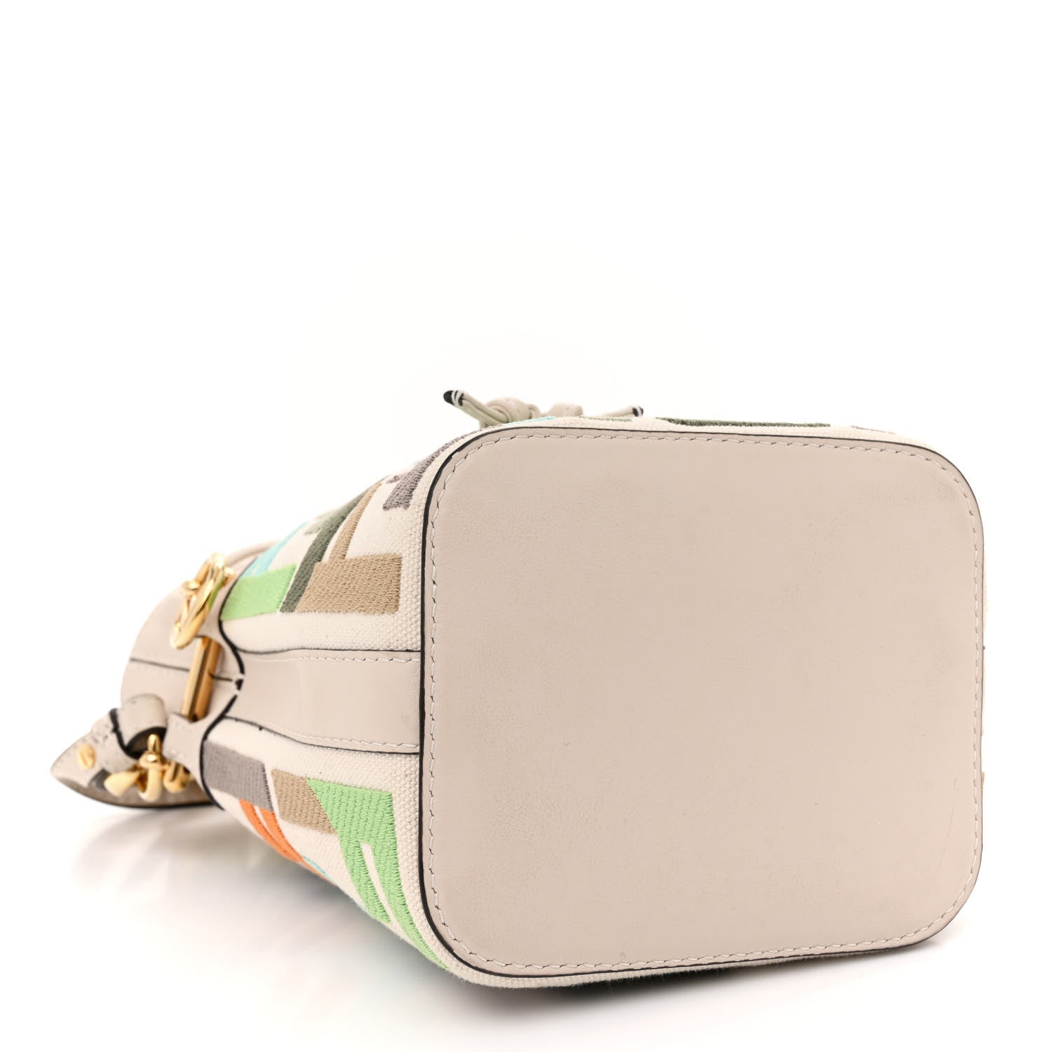 Fendi Canvas Vitello Grace F is Fendi FF Multicolor Embroidered Mini Mon Tresor Bucket Bag Grezzo Multicolor Latte 4 of 13