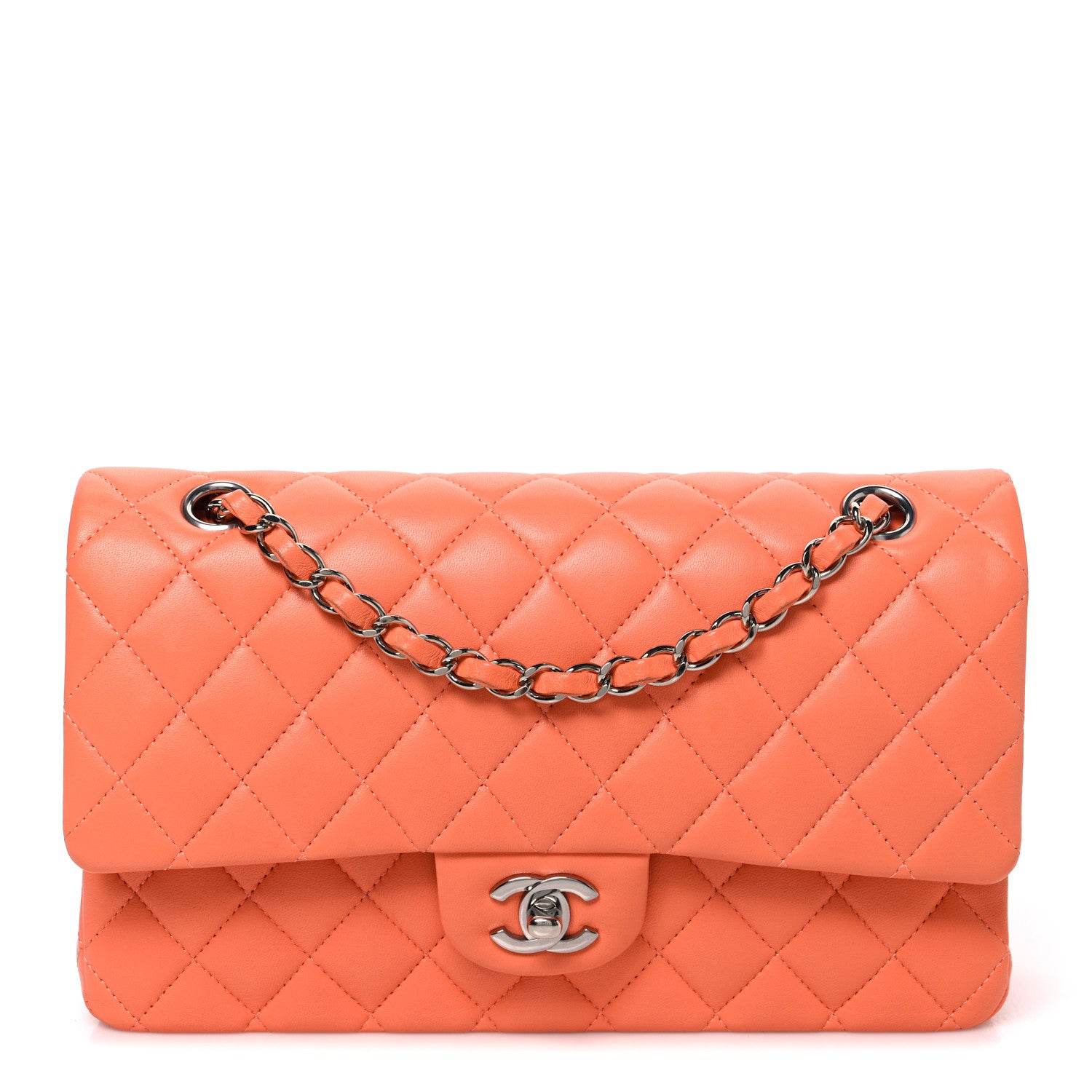 Chanel Lambskin Quilted Medium Double Flap Orange 1 of 11