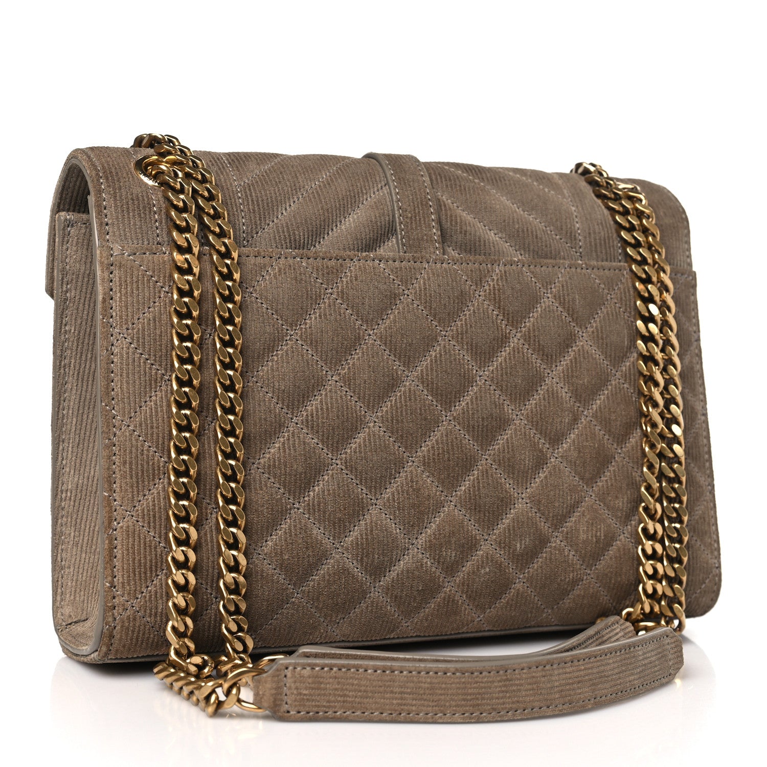 Saint Laurent Canvas Calfskin Mixed Matelasse Triquilt Medium Monogram Satchel Beige 3 of 9