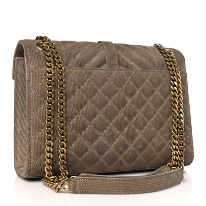 Saint Laurent Canvas Calfskin Mixed Matelasse Triquilt Medium Monogram Satchel Beige 3 of 9