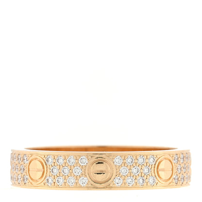 Cartier 18K Yellow Gold Diamond 4mm LOVE Wedding Paved Band Ring 51 5.75 3 of 4