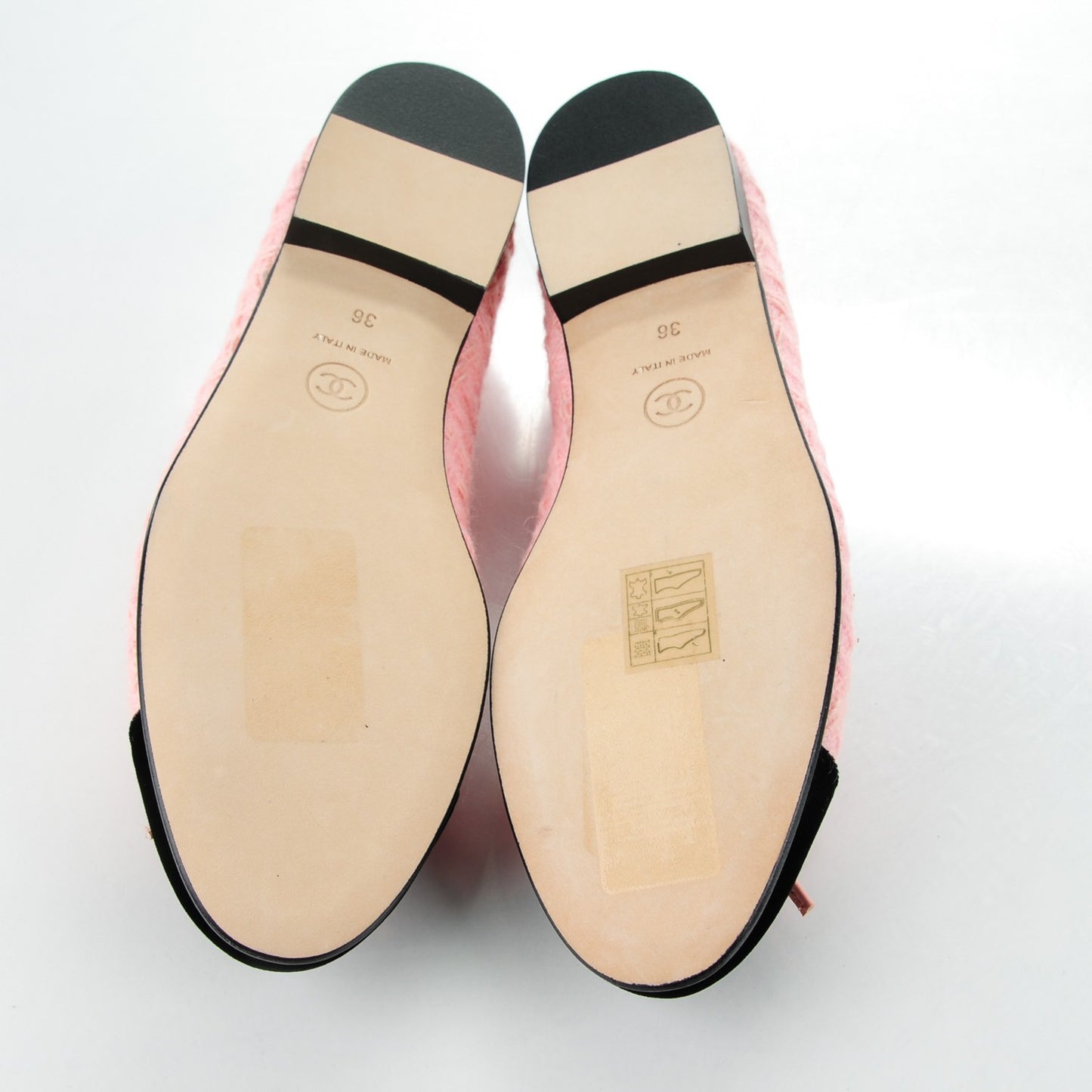 Tweed Suede Cap Toe Ballerina Flats 36 Pink Black