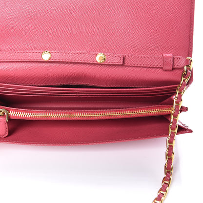 Prada Saffiano Metal Oro Chain Wallet Peonia 5 of 22