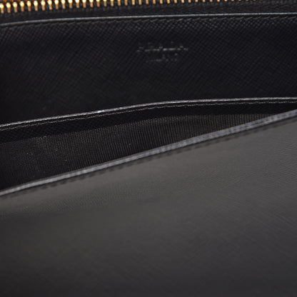 Prada Saffiano Metal Flap Wallet With Strap Black 10 of 14