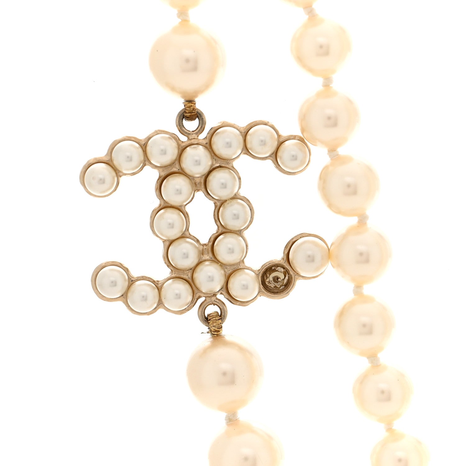 Chanel Graduated Pearl Crystal CC Necklace White 4 of 5