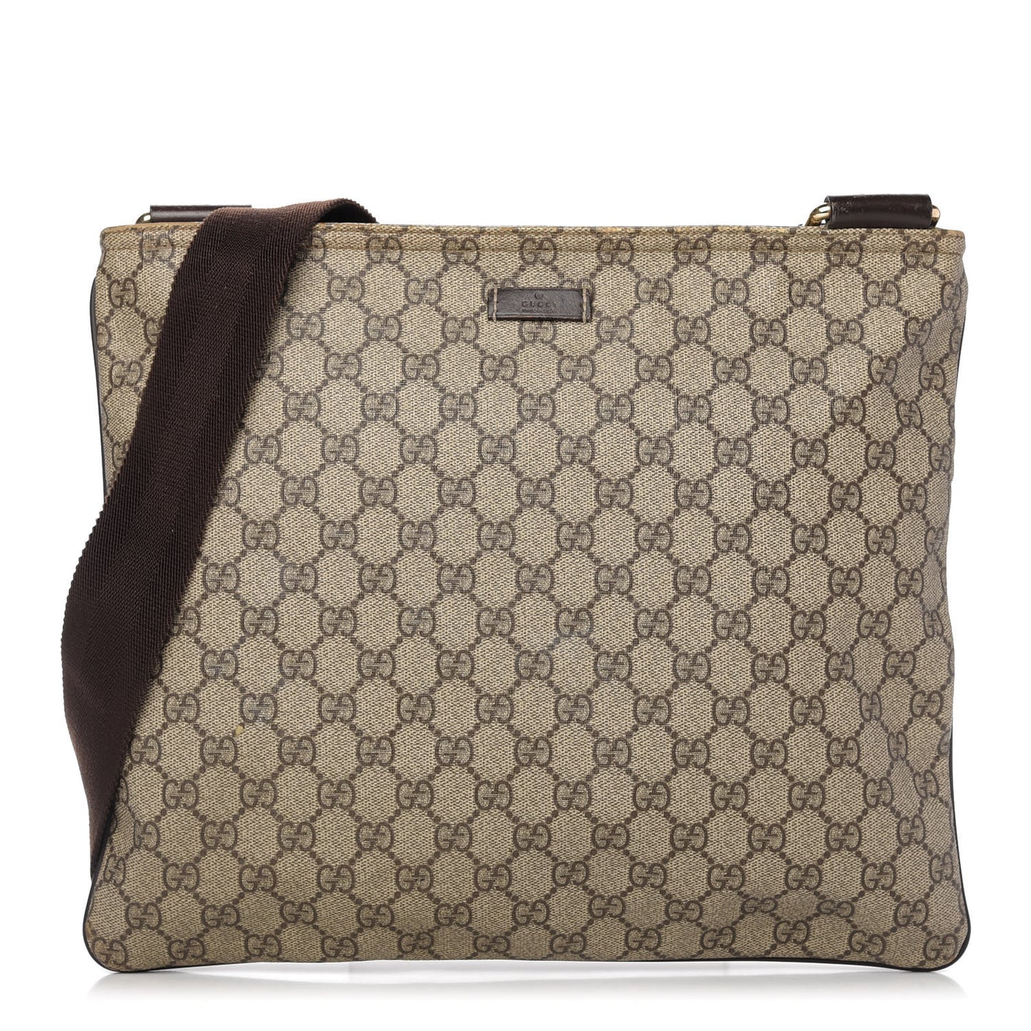 GG Supreme Monogram Medium Flat Messenger Bag Dark Brown