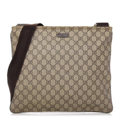 Gucci GG Supreme Monogram Medium Flat Messenger Bag Dark Brown 1 of 10