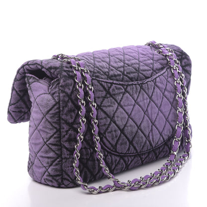 Chanel Denim Quilted Denimpression Flap Purple Black 3 of 10