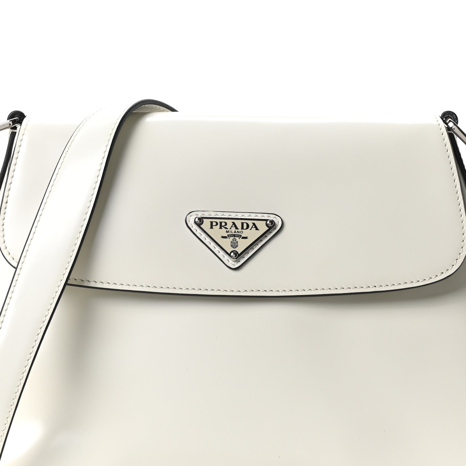 Prada Spazzolato Cleo Flap Adjustable Strap Shoulder Bag  White 8 of 10