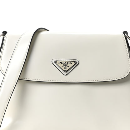 Prada Spazzolato Cleo Flap Adjustable Strap Shoulder Bag  White 8 of 10