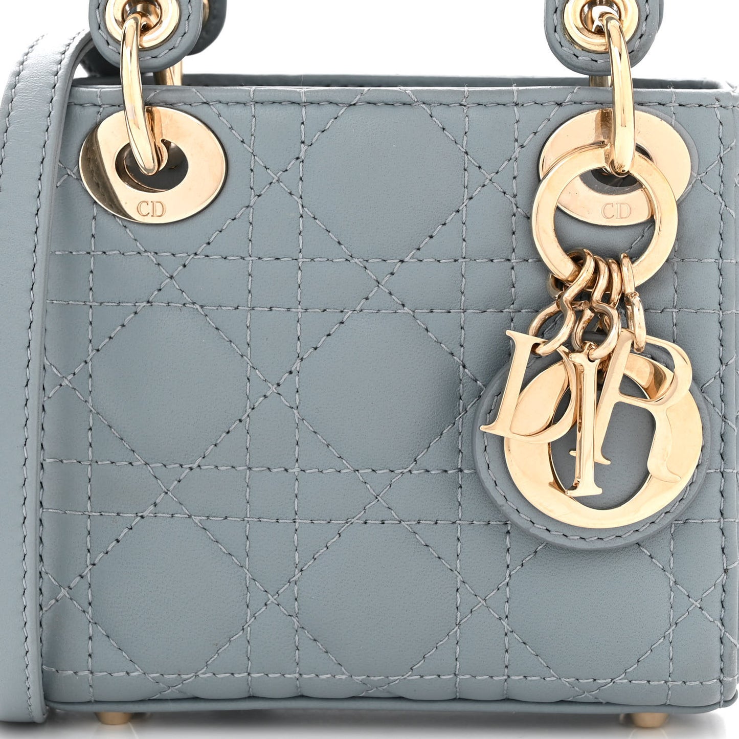 Lambskin Cannage Micro Lady Dior Cloud Gray