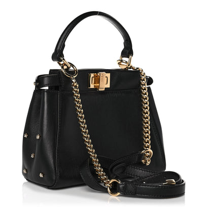 Fendi Nappa Crystal Studded XS Peekaboo Iconic Satchel Black 2 of 10