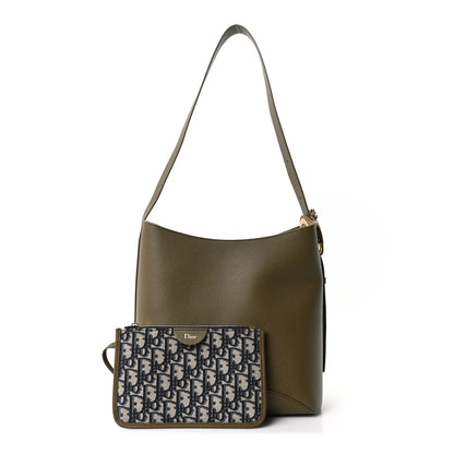Christian Dior Grained Calfskin Medium Medaillon Bucket Bag Khaki 5 of 20