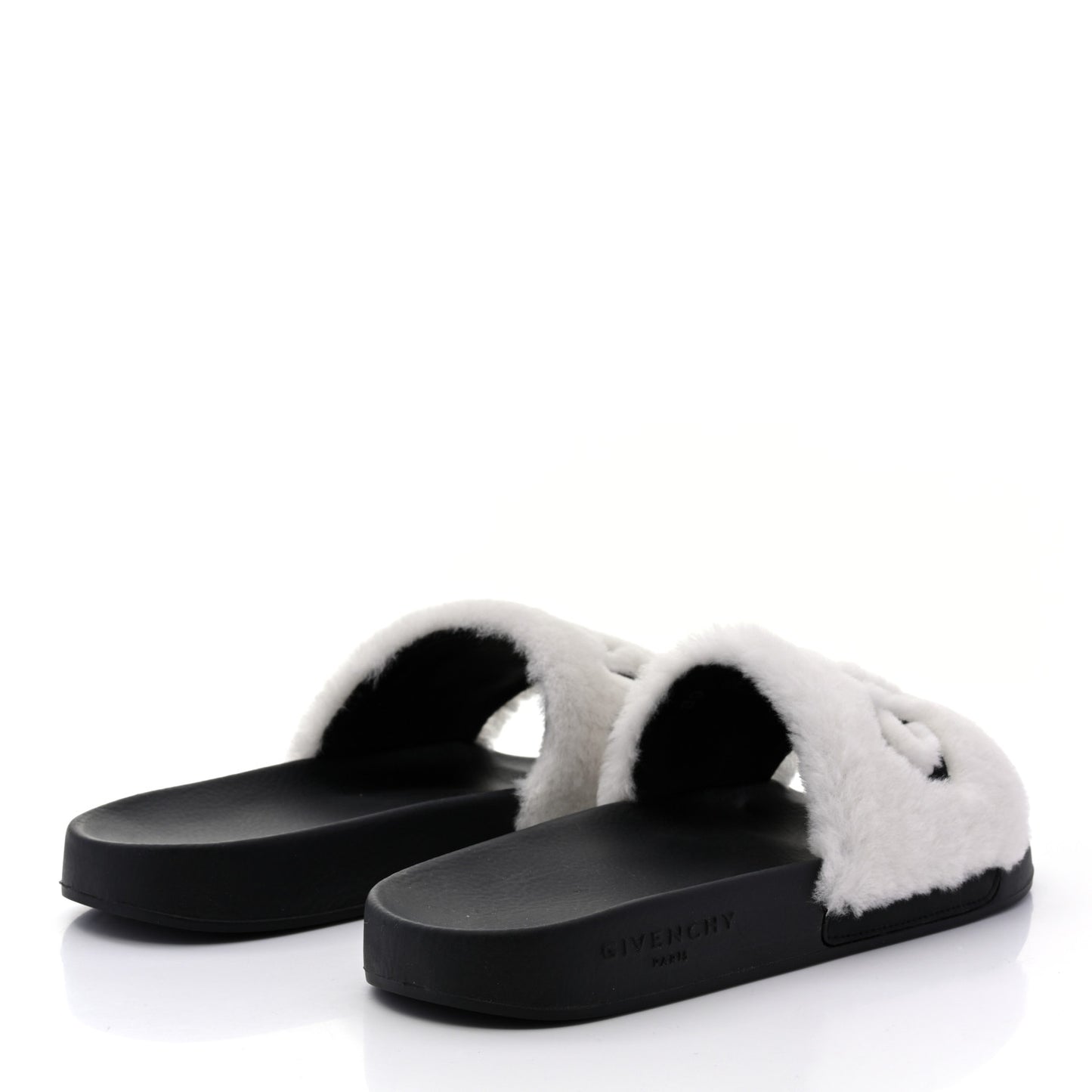 Shearling Womens Logo Womens Pool Slides Sandals 39 White Black