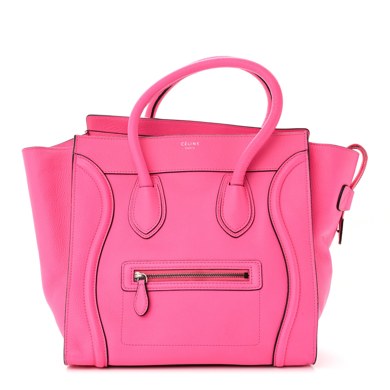 Celine Drummed Calfskin Mini Luggage Fluo Pink 1 of 10