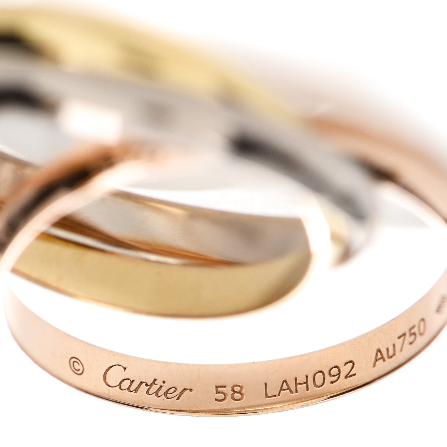 Cartier 18K Pink Yellow White Gold Small Trinity Ring 58 8.25 4 of 6