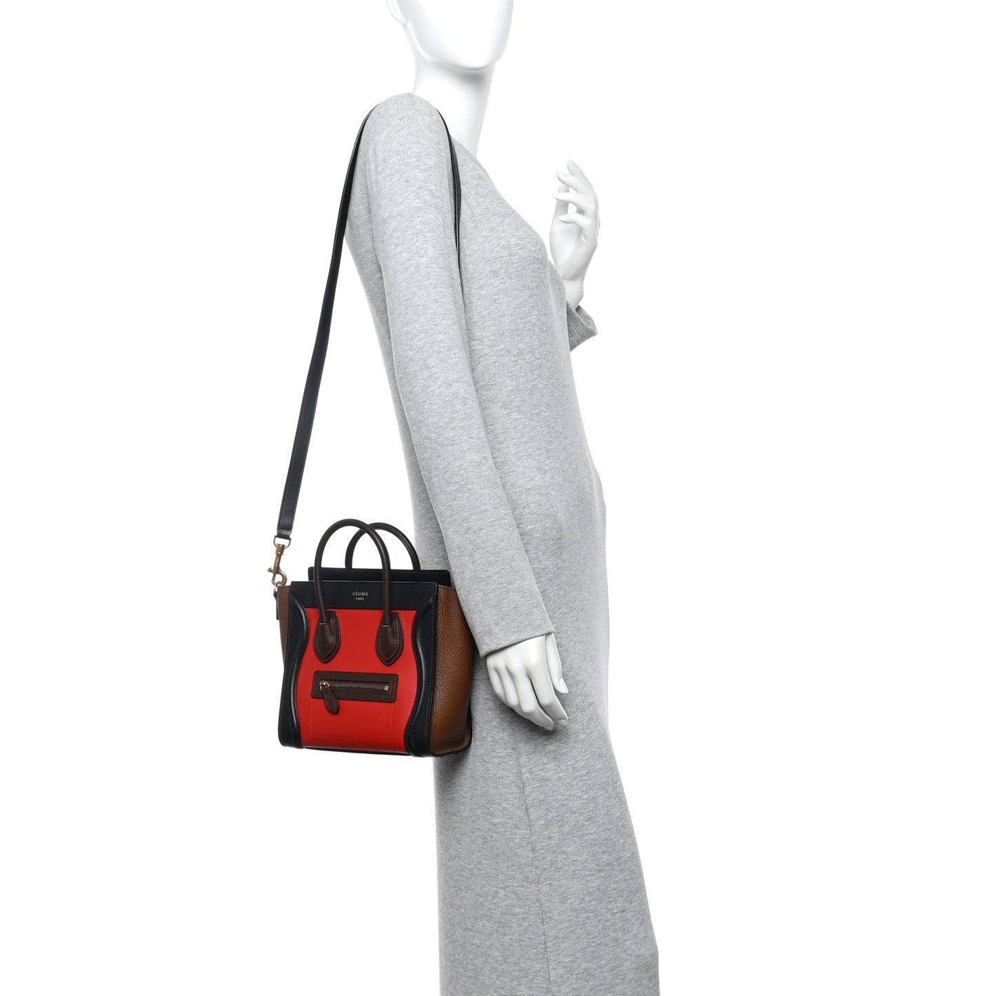 Smooth Calfskin Bullhide Nano Tri-Color Luggage Bright Red