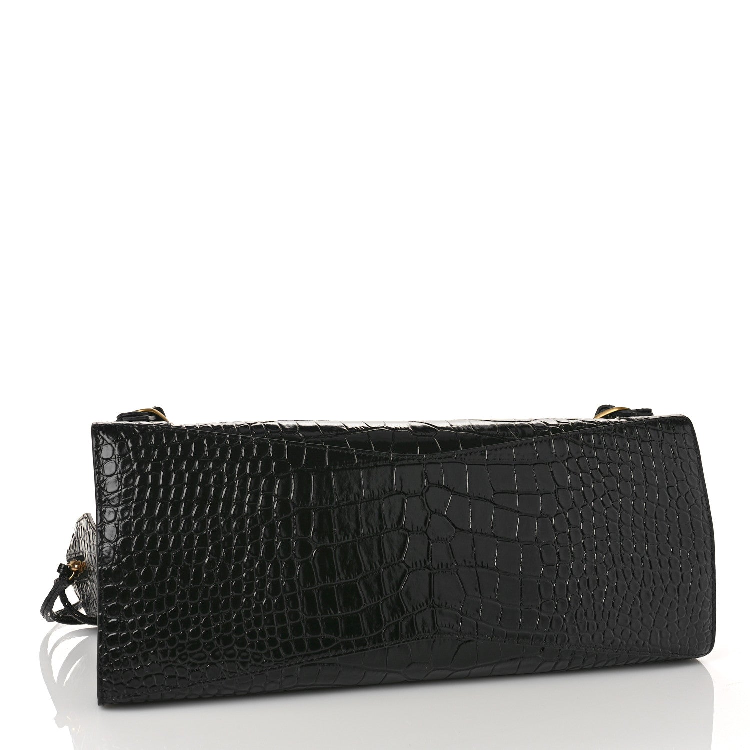 Balenciaga Shiny Supple Calfskin Crocodile Embossed Brass Hardware Neo Classic City Black 4 of 8