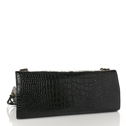 Balenciaga Shiny Supple Calfskin Crocodile Embossed Brass Hardware Neo Classic City Black 4 of 8