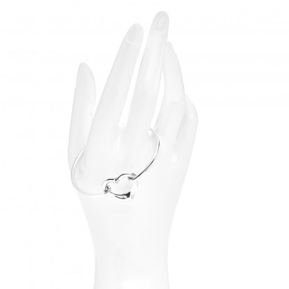 Tiffany Sterling Silver Diamond Elsa Peretti Open Heart Bangle Bracelet 2 of 4
