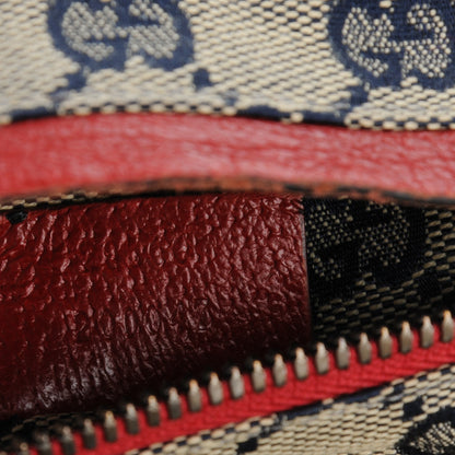 Gucci GG Monogram Web Double Pocket Belt Bag Navy Red 6 of 7