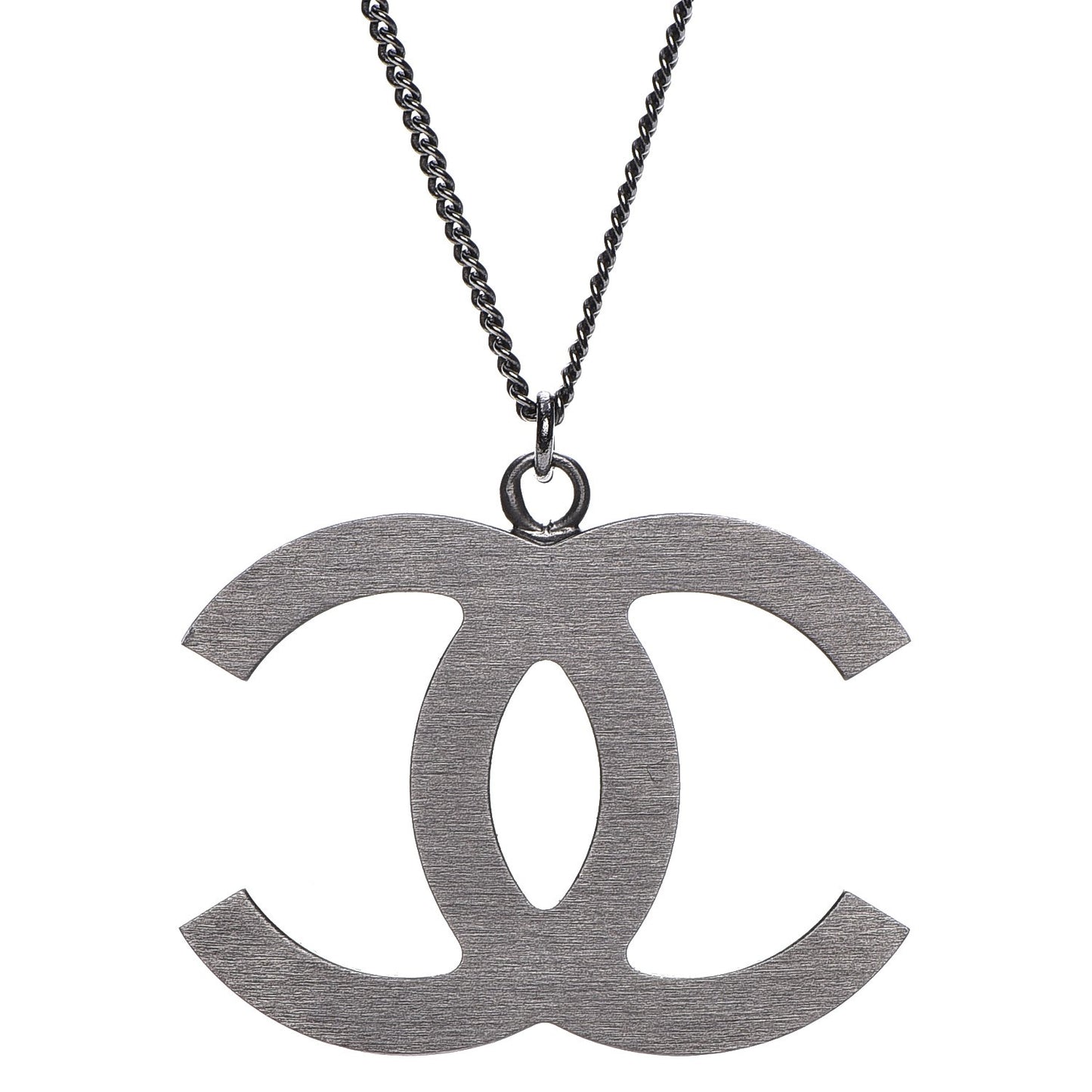 Crystal Large CC Necklace Dark Silver