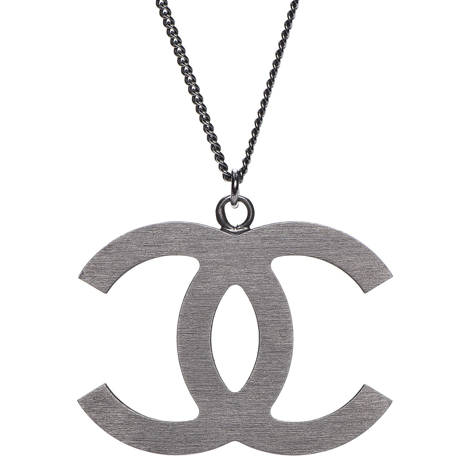 Chanel Crystal Large CC Necklace Dark Silver 5 of 8