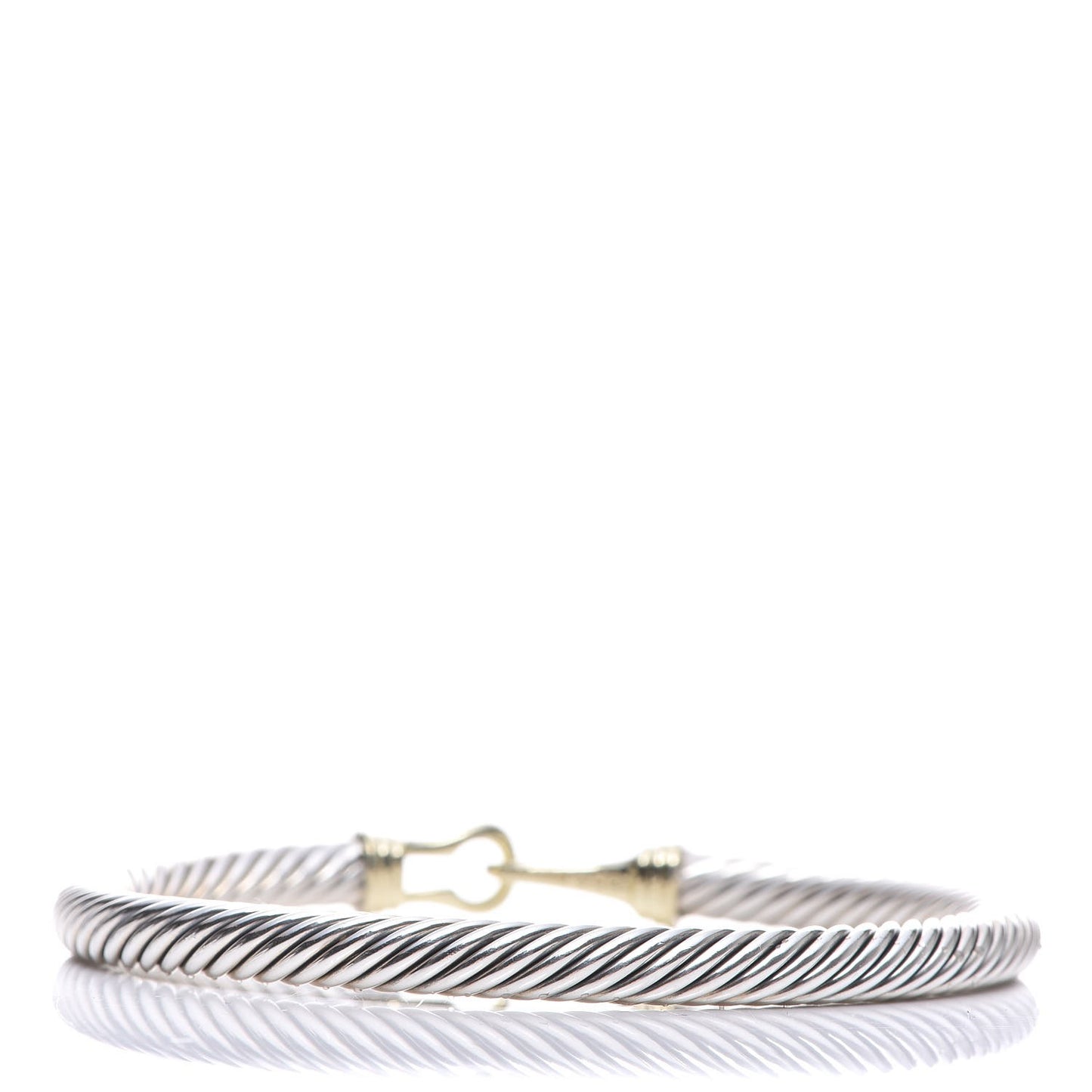 Sterling Silver 14K Yellow Gold 5mm Cable Classic Buckle Bracelet