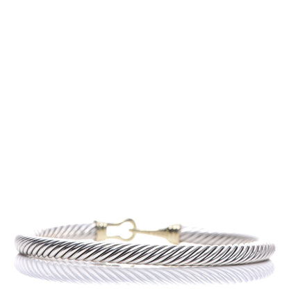 David Yurman Sterling Silver 14K Yellow Gold 5mm Cable Classic Buckle Bracelet 3 of 4