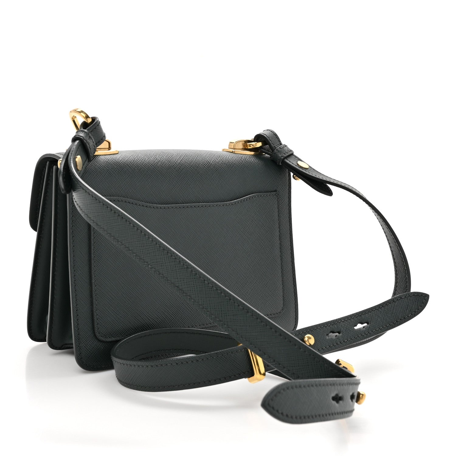 Prada Saffiano Symbole Flap Shoulder Bag Smeraldo 3 of 12