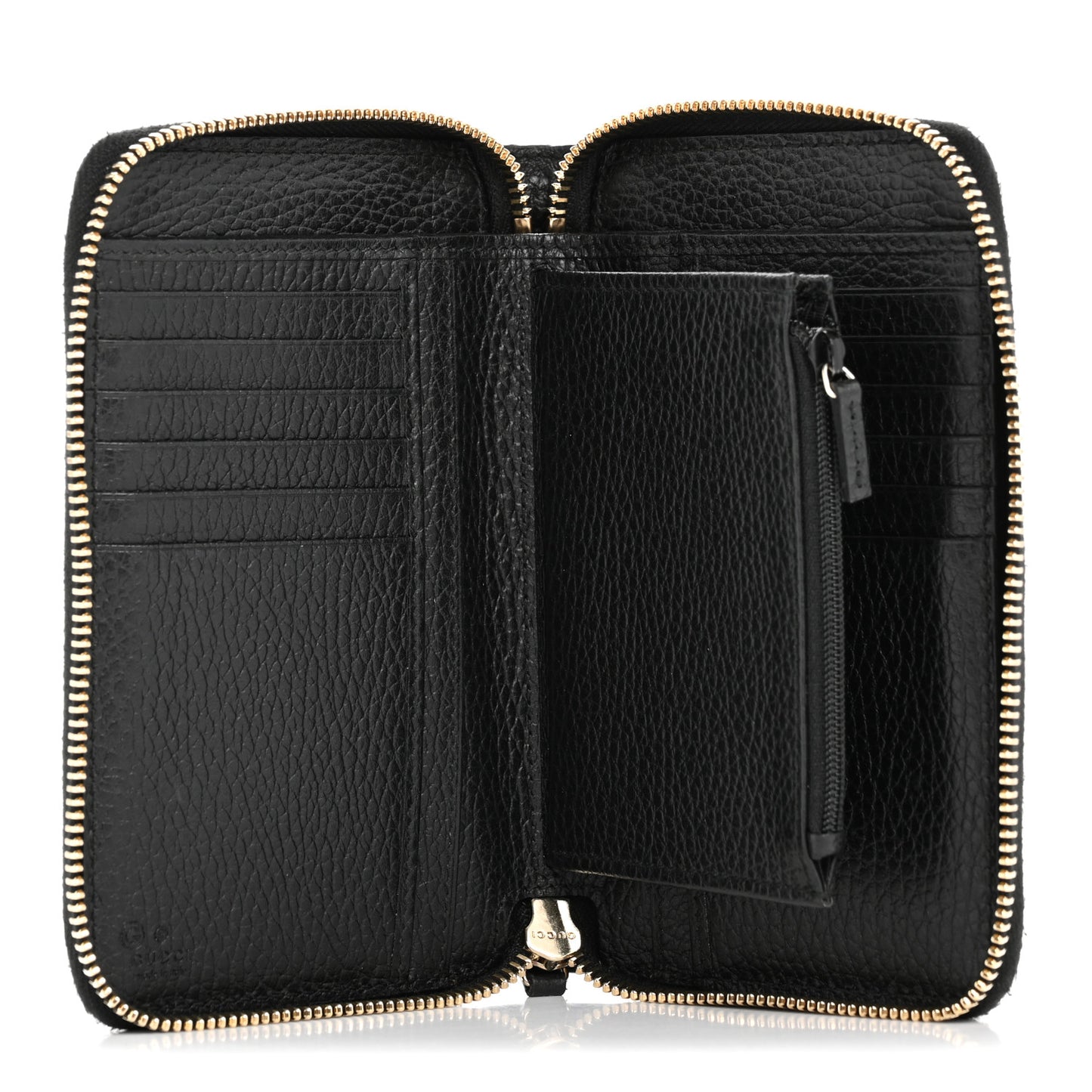 Dollar Calfskin Medium GG Zip Around Wallet Black