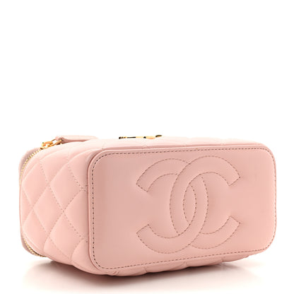 Chanel Lambskin Quilted Golden Links Top Handle Vanity Case With Chain Light Pink 4 of 12