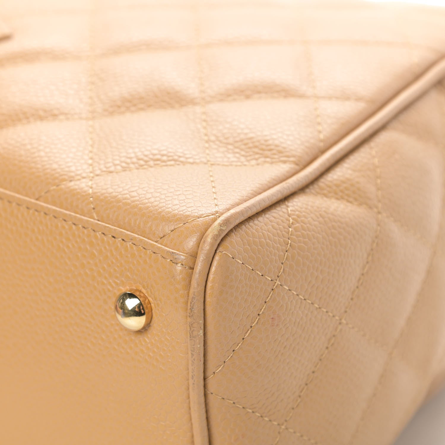 Chanel Caviar Quilted Large Bowler Bag Beige 10 of 20