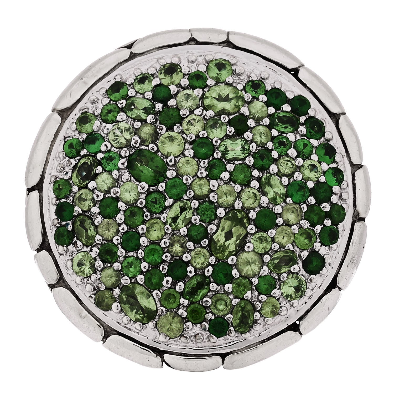 John Hardy Sterling Silver Tsavorite Kali Lava Ring 55 7.25 1 of 6