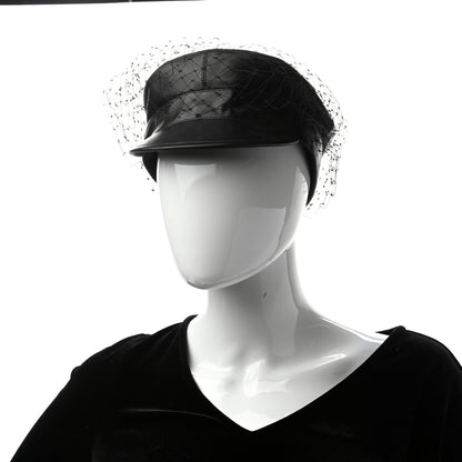 Christian Dior Lambskin Arty Cap with Veil 58 Black 2 of 10