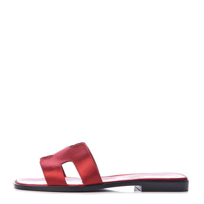 Hermes Satin Oran Sandals 38.5 Red 1 of 18