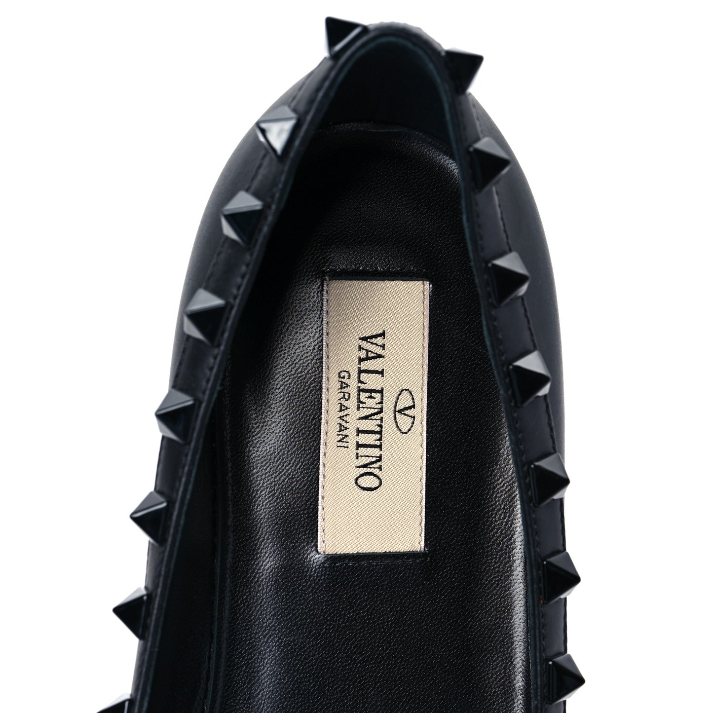 Calfskin Lacquered Monochrome Rockstud Ballerina Flats 37 Black