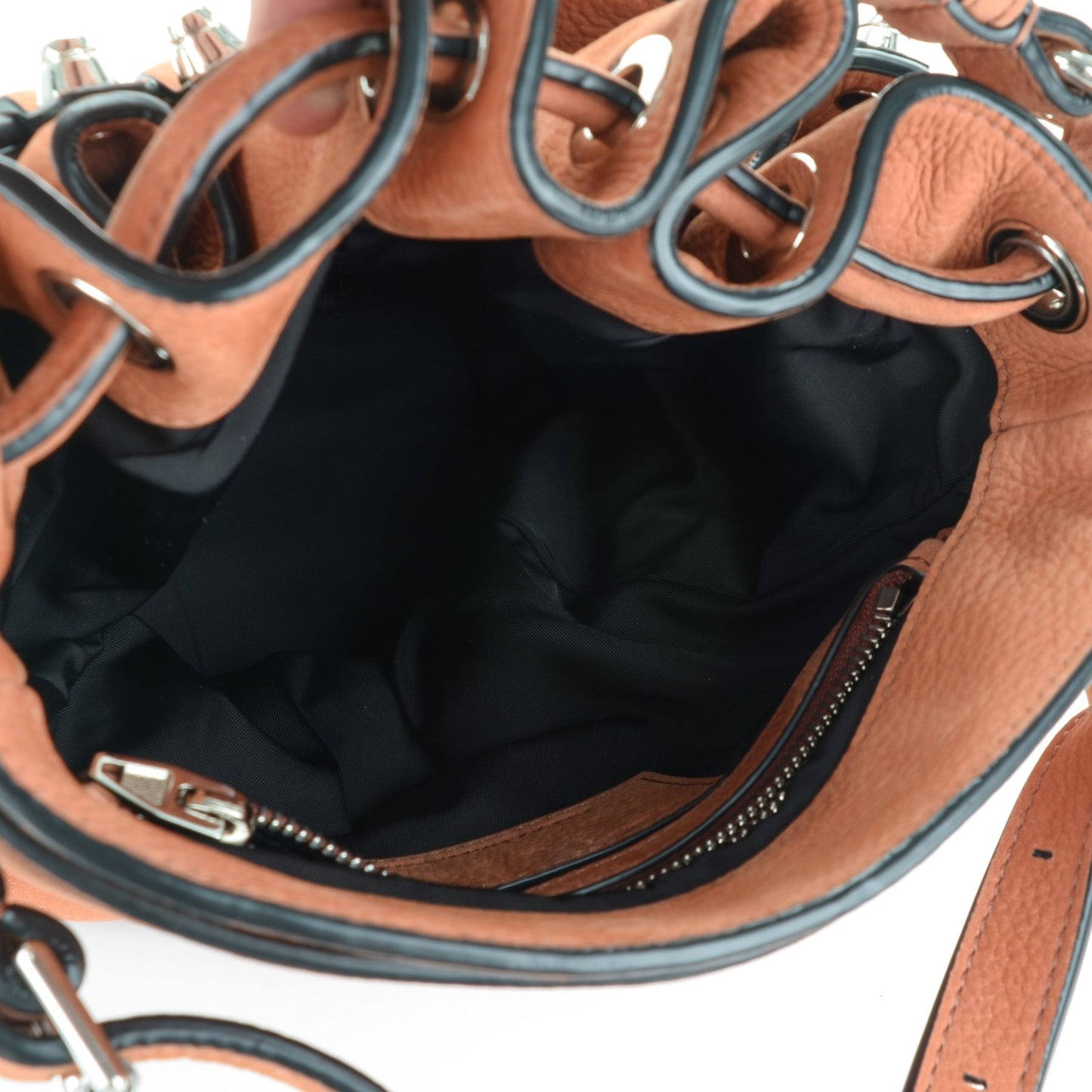 Nubuck Diego Bucket Bag Blush Pale Nickel Hardware