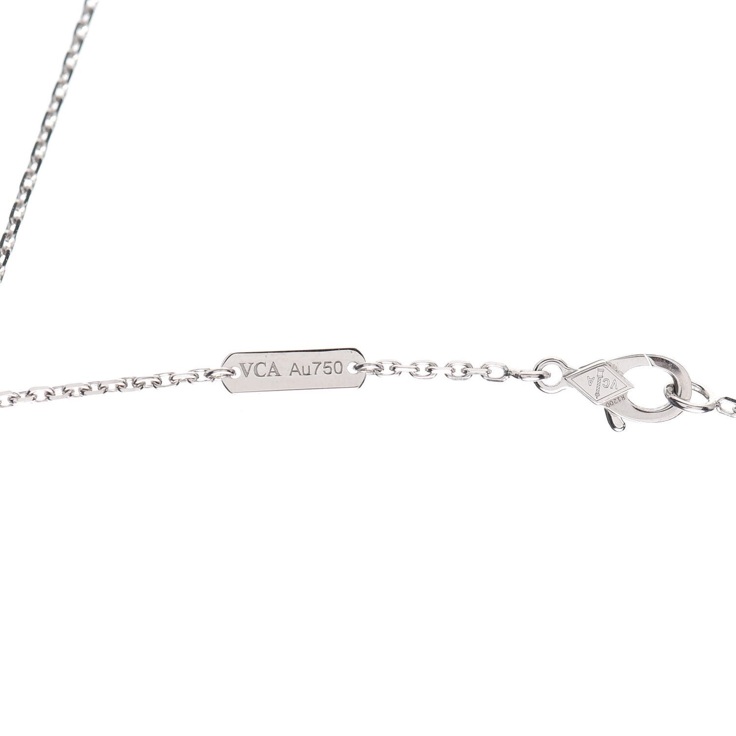 18K White Gold Chalcedony Vintage Alhambra Pendant Necklace