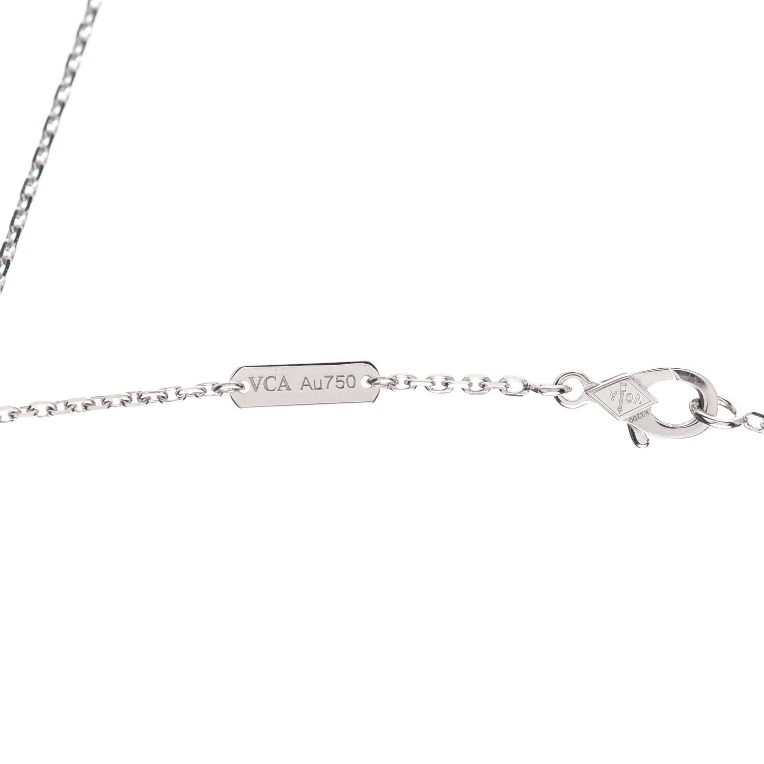 Van Cleef & Arpels 18K White Gold Chalcedony Vintage Alhambra Pendant Necklace 5 of 7